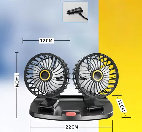 Ventilador Doble Para Auto 360° Conexión 12v Encendedor