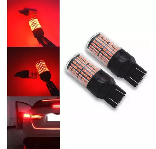 X2 Ampolleta Led T20 7443 144smd Roja 360° Auto