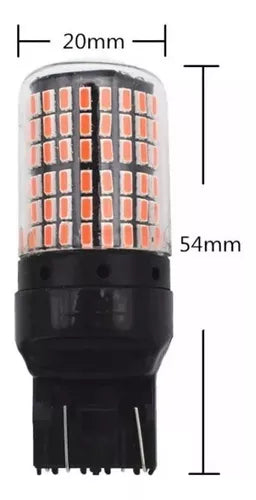 X2 Ampolleta Led T20 7443 144smd Roja 360° Auto