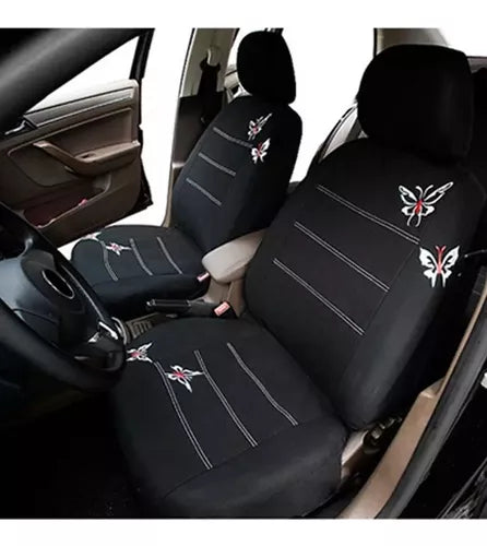 Funda Cubre Asiento Auto Para Mujer 9 piezas Negro Mariposas