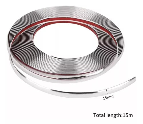 Moldura Cromada 15mm Adhesiva Auto Tuning Universal
