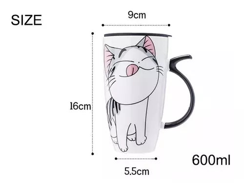 Taza De Gato Mug Con Tapa Con Boquilla Tazón Gato Chi