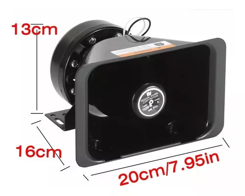 Bocina Policial 200wt Sirena Carabinero 9 Tonos Megáfono