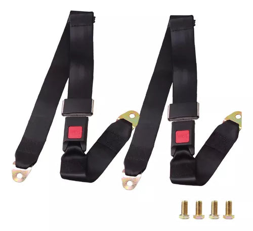 X2 Cinturón De Seguridad Universal 2 Puntas Negro