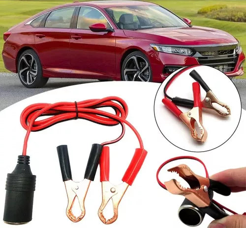 Adaptador Pinza De Batería Con Cable 1.5mt A Encendedor 12v