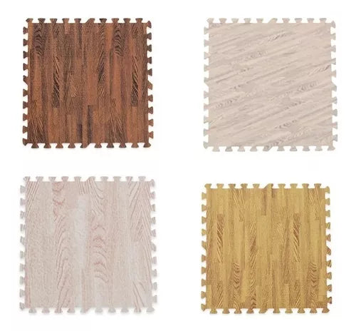 X4 Piso Goma Eva Puzzle Alfombra Madera 60x60x1cm Antigolpes