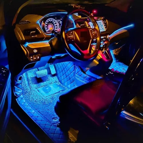 X4 Tiras Led Luz Piso Interior Auto +control Rítmica