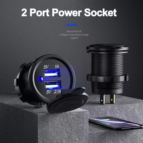 Adaptador Doble Usb Enchufe Encendedor Con Luz 12v 1a/2.1a