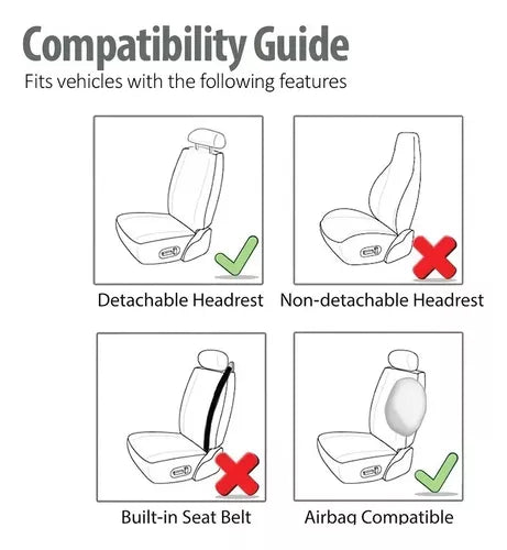 Set Fundas Cubre Asiento Negro Diseño Costura 9pcs