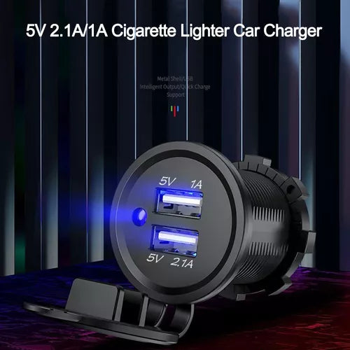 Adaptador Doble Usb Enchufe Encendedor Con Luz 12v 1a/2.1a