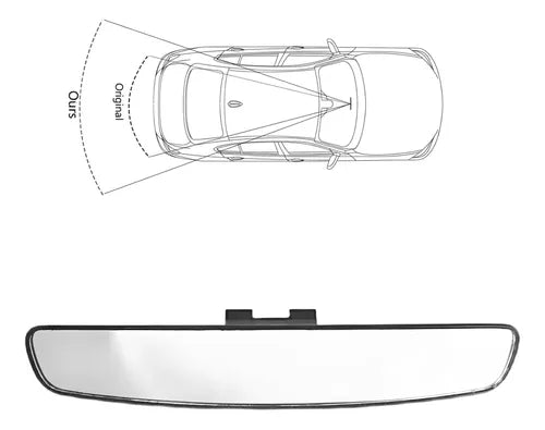 Espejo Retrovisor Visión Panorámica 43cm Curvo Adaptable