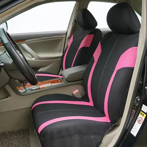 Set Fundas Cubre Asiento Negro Diseño Costura 9pcs