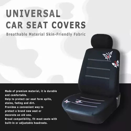 Funda Cubre Asiento Auto Para Mujer 9 piezas Negro Mariposas