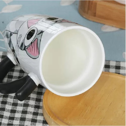 Taza De Gato Mug Con Tapa Con Boquilla Tazón Gato Chi