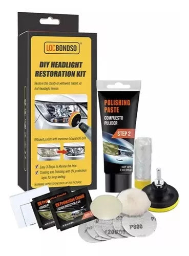 Kit Repara Foco Óptico Completo Para Pulir Limpiar