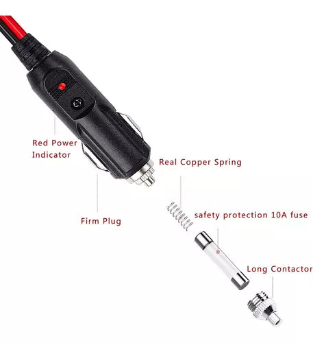 Cable Adaptador Cenicero Enchufe Alimenta 12v-24v + Fusible