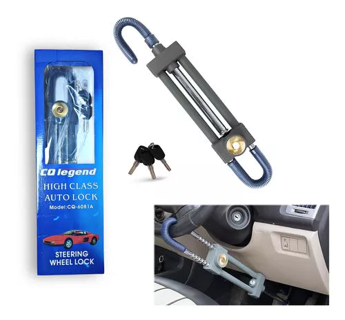 Traba Volante Y Pedal Antirrobo + Llave Cq-legend Metal