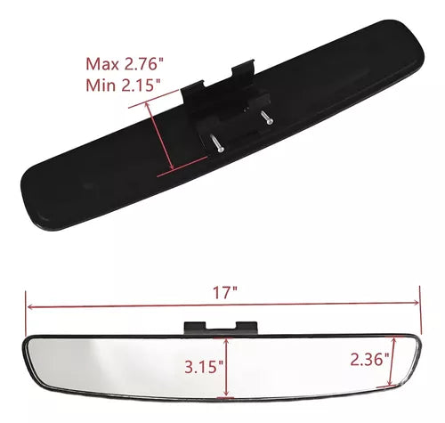 Espejo Retrovisor Visión Panorámica 43cm Curvo Adaptable
