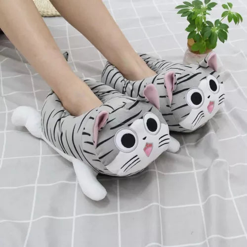 Pantuflas Cute Gato Chi Cerradas Calientita Acolchada Kawaii