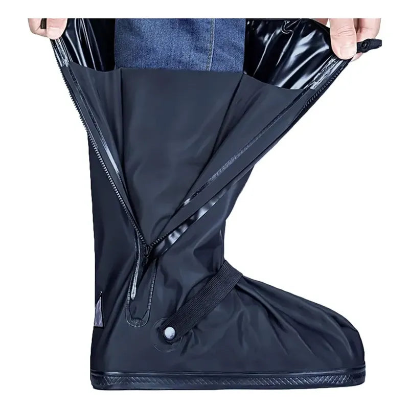 Bota Protector Silicon Impermeable Cubre Zapato Tenis Lluvia Negro Polainas Altas M 38-39 (28.5cm)