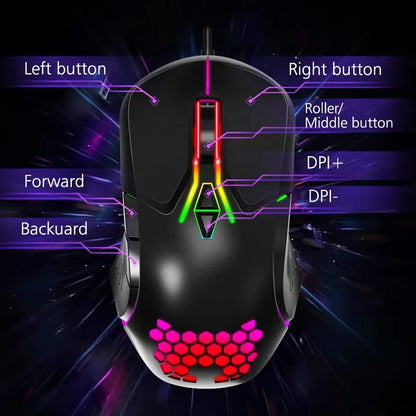 Mouse Gamer Onikuma Cw902 Con Luz 7 Boton Ergonomico Ligero Negro Cw902