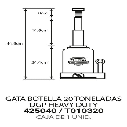 Gata Hidráulica Dgp Tipo Botella 20 Tonelada Certificada R&c