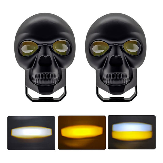 X2 Foco Neblinero Bicolor Calavera Negro Tipo Lupa Auto Moto