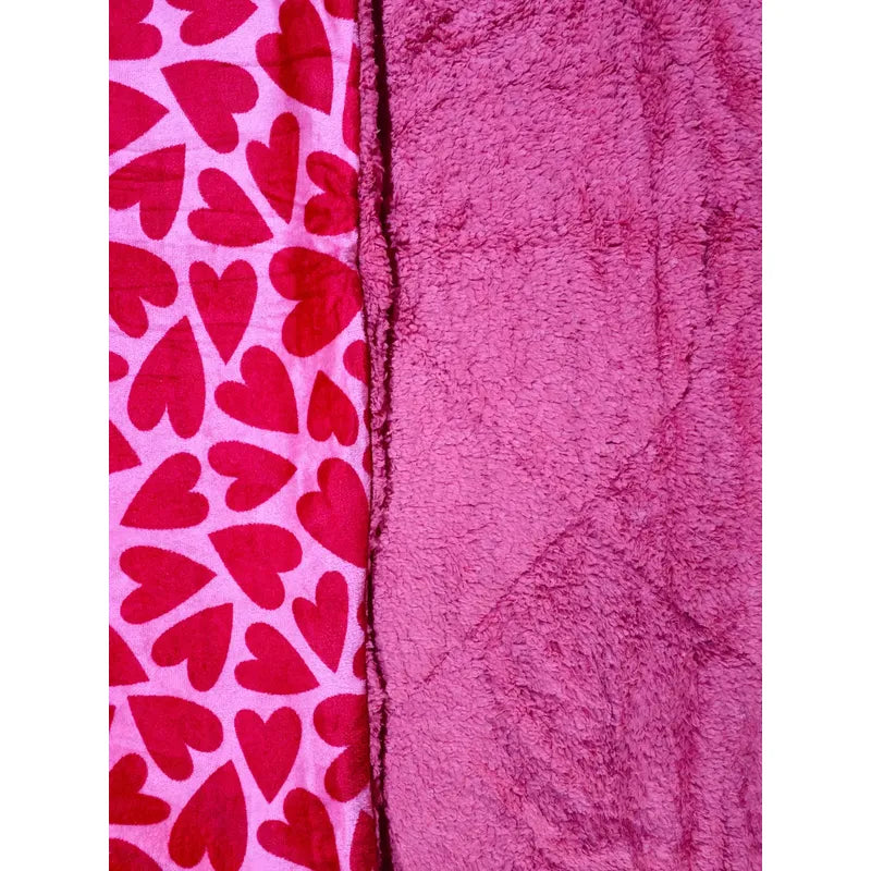 Plumón Cobertor Cubrecama Plush Chiporro Funda 2p Diseños Rojo Mod1 Corazones