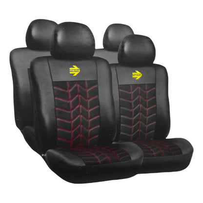 Set Cubre Asiento Momo 10pcs Eco Cuero Y Gamuza Premiun Auto