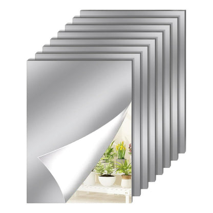 Pack 8 Vinilo Espejo Adhesivo Cuadrado Decorativo 20x12.5cm