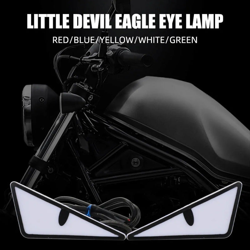 X2 Luz Led Moto Auto- Alas Ojos Devil Luz Patente Decoracio Positivo Negativo Ojos Devil 184502 Azul