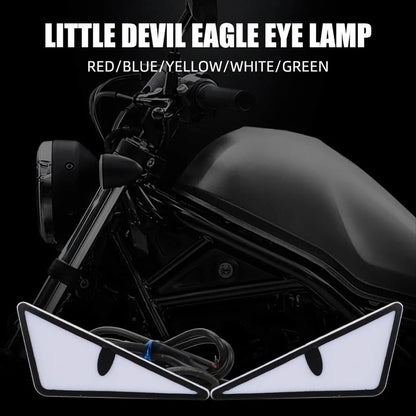 X2 Luz Led Moto Auto- Alas Ojos Devil Luz Patente Decoracio Positivo Negativo Ojos Devil 184502 Azul
