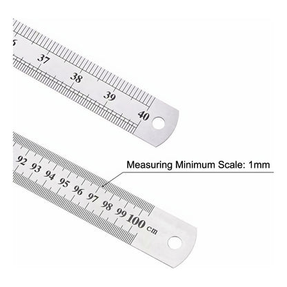 Regla Metálica Doble Cara 100cm 40 Pulgadas Acero Inoxidable