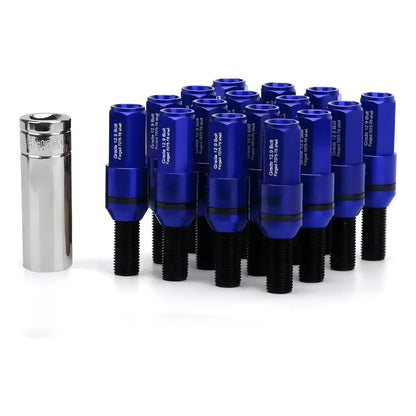 Set 20 Pernos De Llanta Doble Cabezal + Llave M14 Tunning Az 8044 Azul M14x1.5