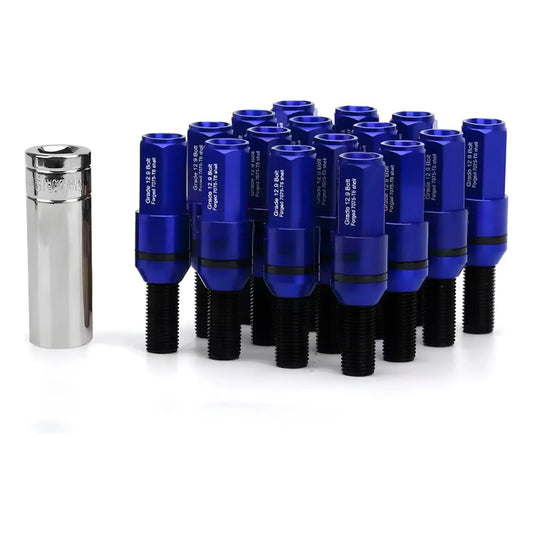 Set 20 Pernos De Llanta Doble Cabezal + Llave M14 Tunning Az 8044 Azul M14x1.5
