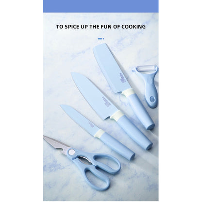 Set De Cuchillos Cocina De Colores 6piezas Pedestal Pelador