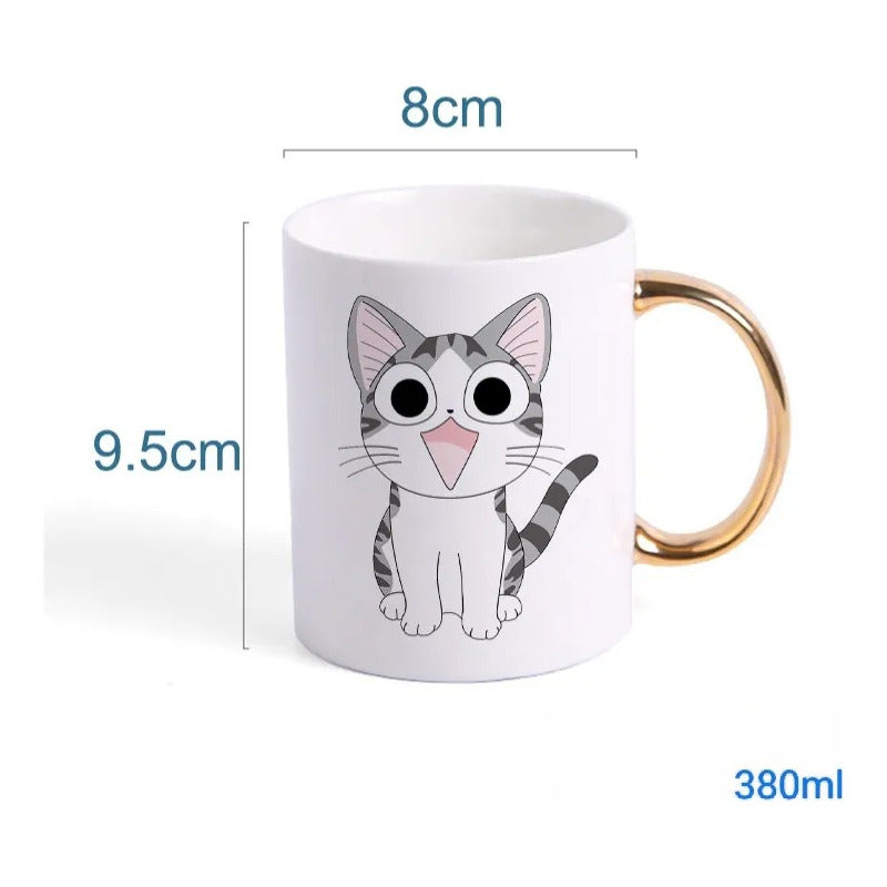 Taza Diseño Gato Chi Mug Taza 380ml Taza Café Té Happy Cat