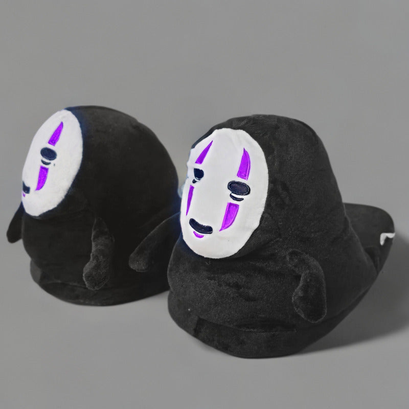 Pantuflas Abiertas Acolchadas Kaonashi Talla 36-41 Kawaii Negro Único