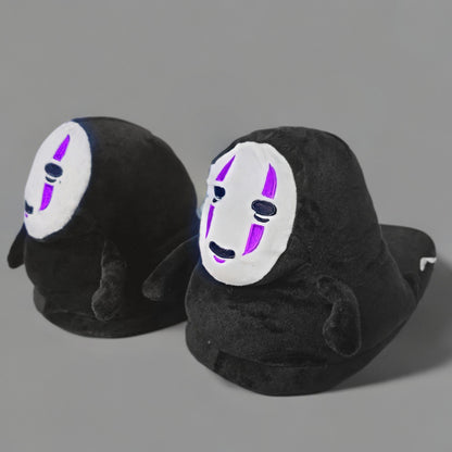 Pantuflas Abiertas Acolchadas Kaonashi Talla 36-41 Kawaii Negro Único