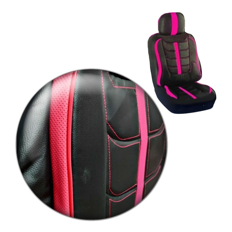 Set Funda Cubreasiento 100% Ecocuero Acolchado Bolsillo 11pc
