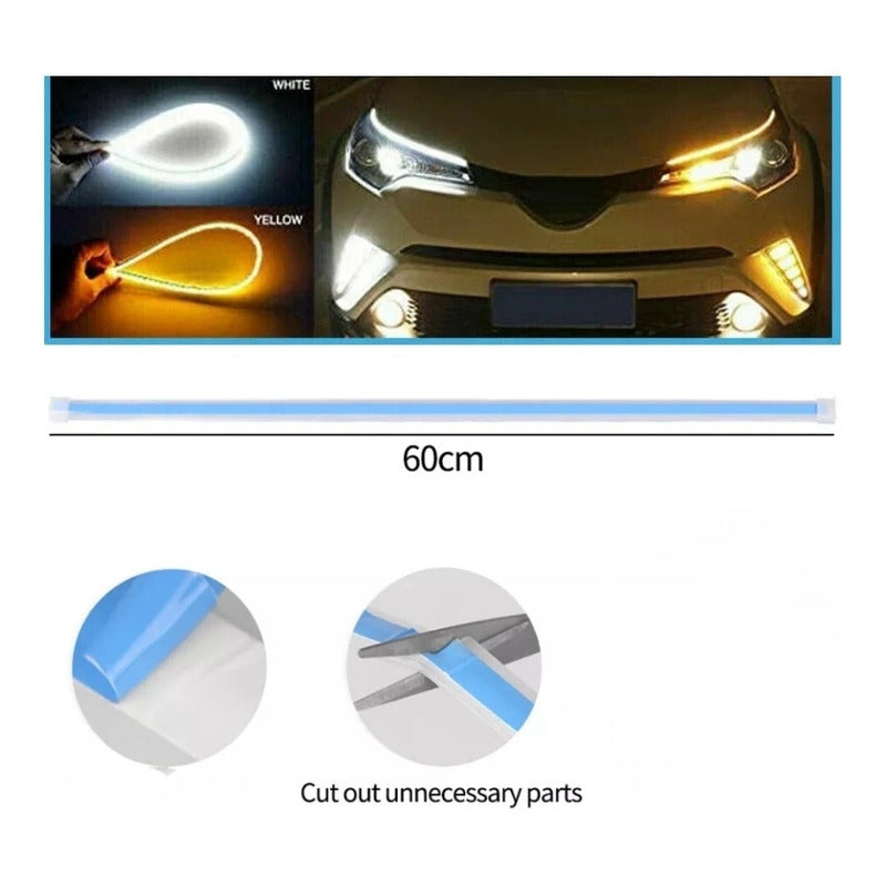 X2 Tira Led Flexible Para Foco Direccional Ámbar Blanca 60cm