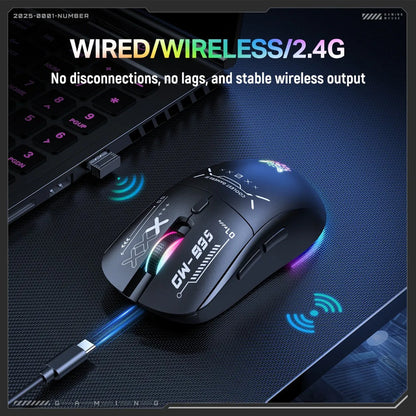 Mouse Gamer Onikuma Cw935 Inalambrico Y Cable 12800dpi +luz Negro Cw935