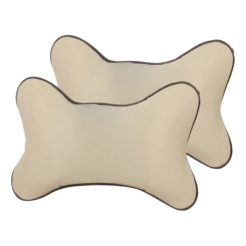X2 Reposa Cabeza Cojín Apoyo Cabeza Cuello Almohada De Auto Beige Ecocuero 39566
