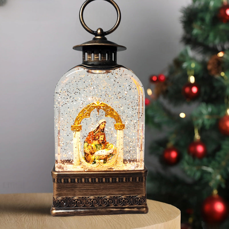 Farol Navideño Con Luz Led Música Lámpara Navidad Pesebre