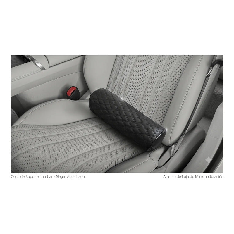 Reposa Cabeza Cojín Apoyo Lumbar Auto Eco Cuero Cilíndrico Negro Eco Cuero 14214