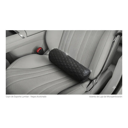 Reposa Cabeza Cojín Apoyo Lumbar Auto Eco Cuero Cilíndrico Negro Eco Cuero 14214