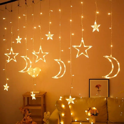 Guirnalda Led Lunas Estrellas Luz Cálida Navidad Decoración
