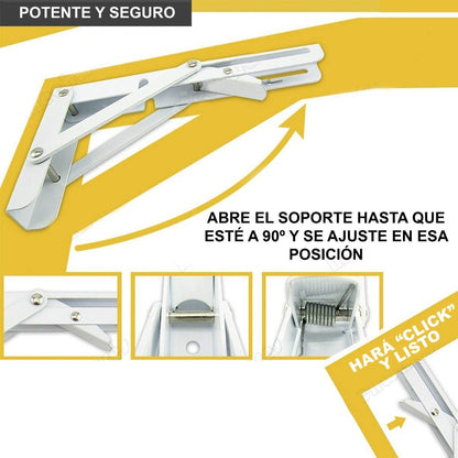 Set2 Escuadras Abatibles Metálicas Repisa 400x215mm Soporte