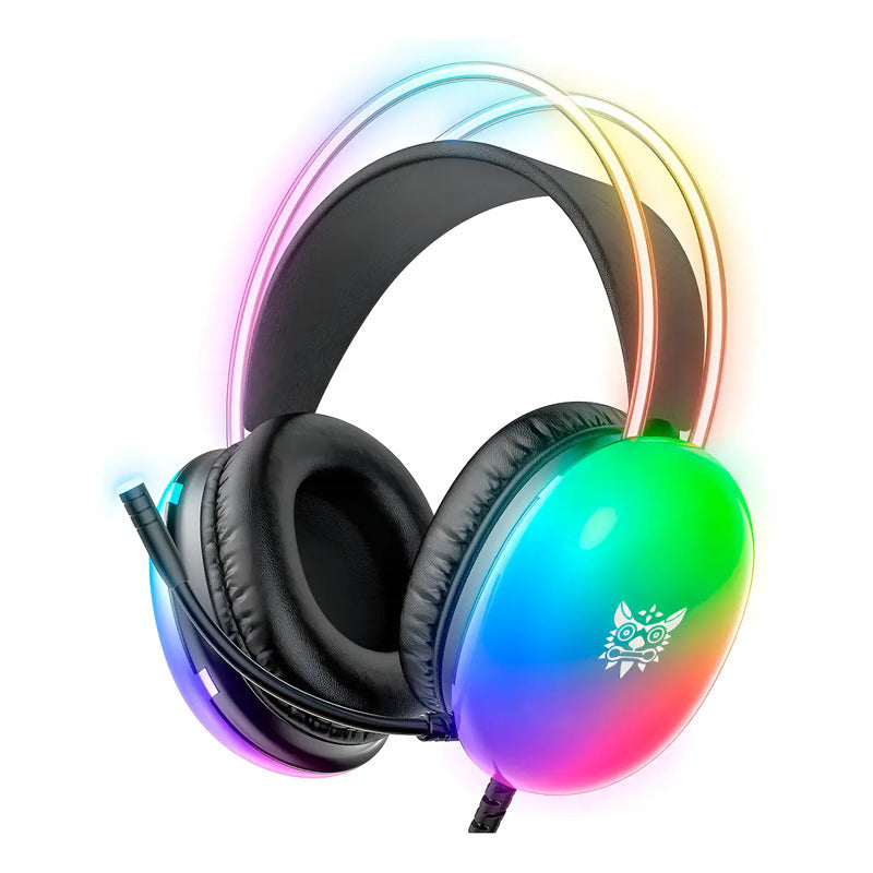 Audifonos Gamer Onikuma X25 Micrófono Cable Adaptador Y Rgb Negro