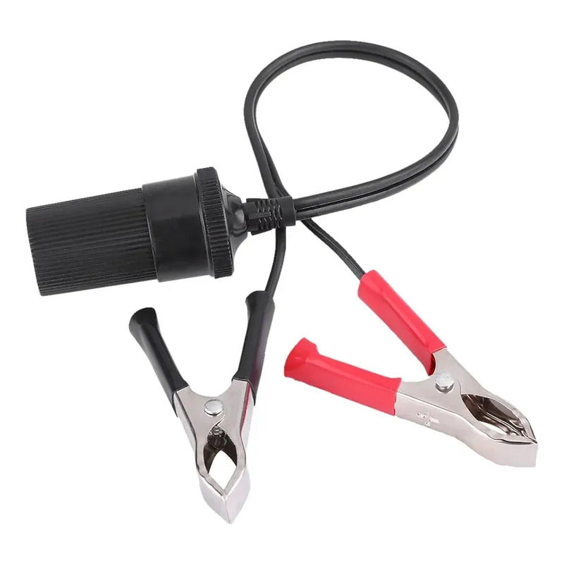 Adaptador Pinza De Batería Con Cable 25cm A Encendedor 12v Negro Rojo 55442